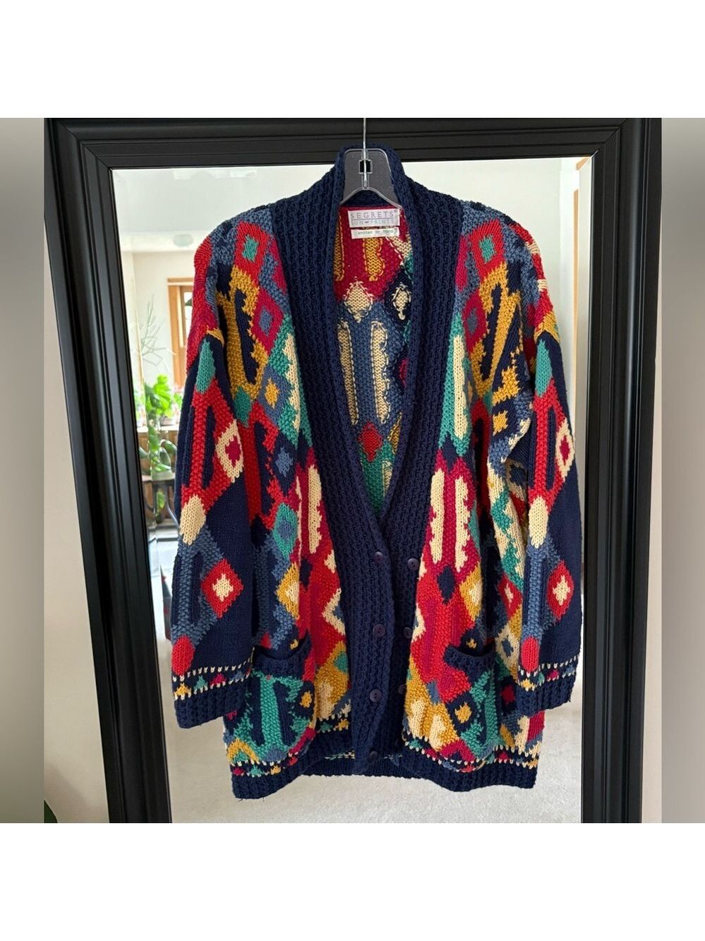 Vintage SEGRETS Hand Knitted Colorful Cardigan Sweater